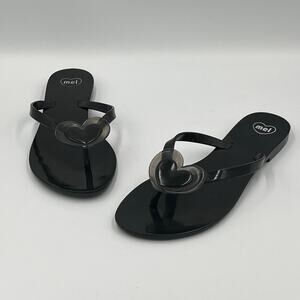 Melissa Mel Women's Black Heart Flip Flops Sandals sz 6 US 37 EUR